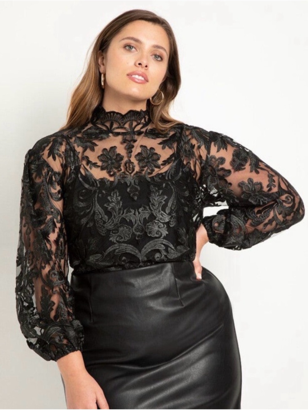 NWT Retta x Eloquii Black Lace Top Size 14